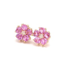 3.64 Cts Natural pink sapphire earrings in 14k gold