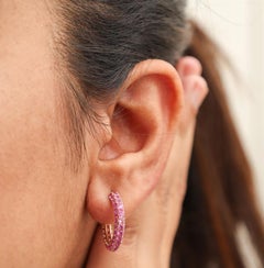 Natural 4.46cts Pink Sapphire Earrings in 14k Gold