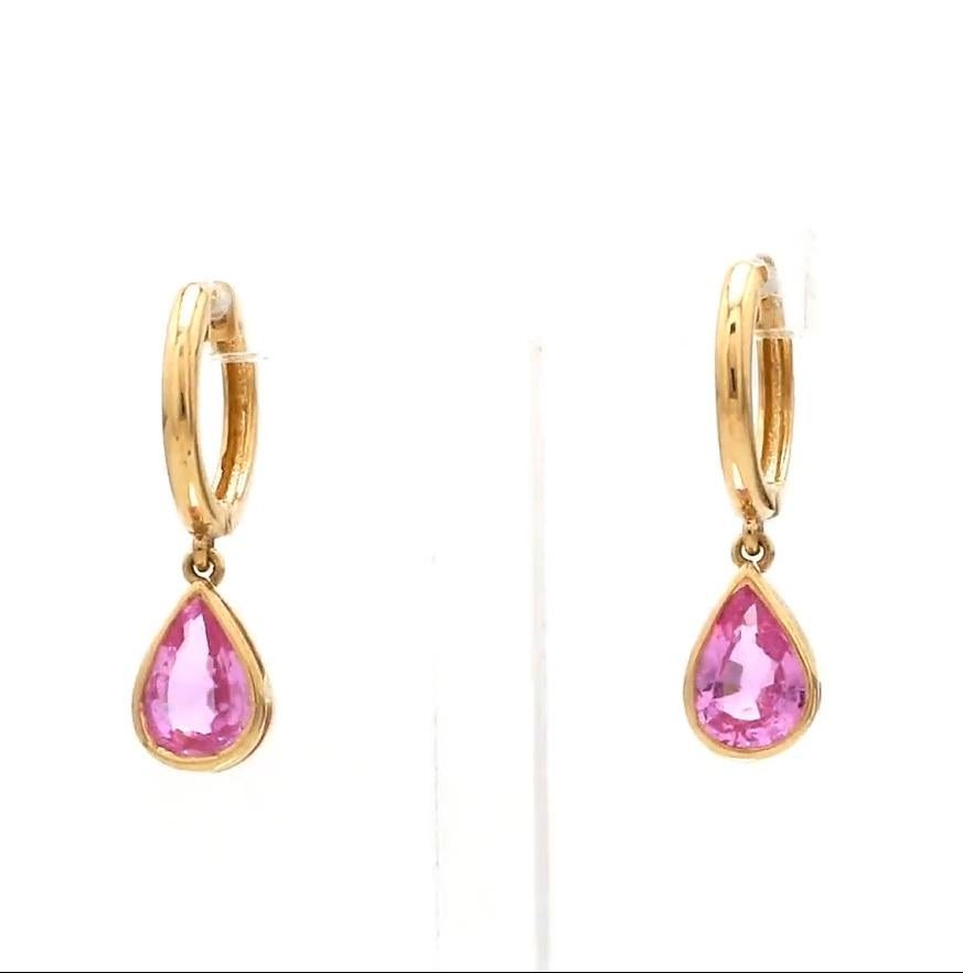 Orecchini con zaffiri rosa Nature in oro 14k in vendita 1