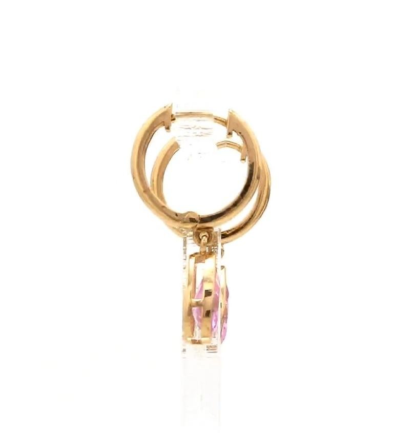 Orecchini con zaffiri rosa Nature in oro 14k in vendita 2