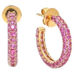 Pendientes de zafiro rosa natural en oro de 14k