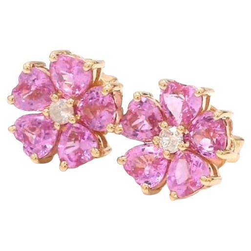 Natural pink sapphire earrings in 14k gold