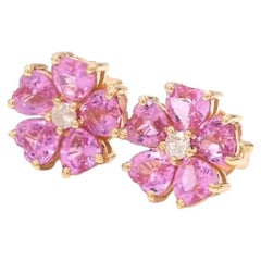 Natural pink sapphire earrings in 14k gold