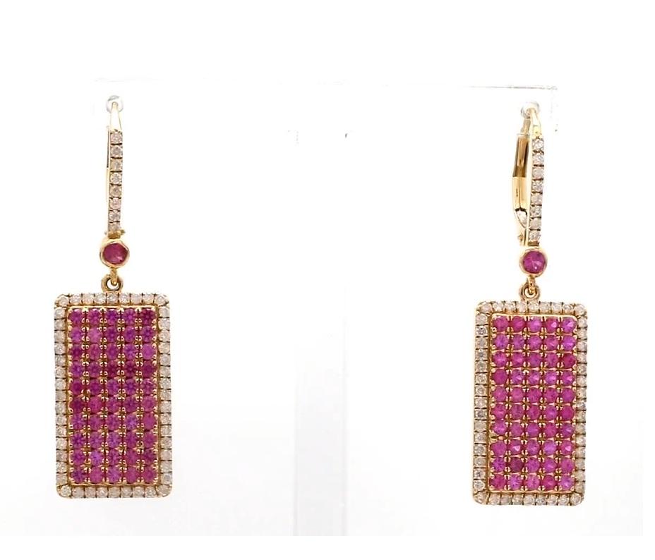Taille Asscher Saphir rose naturel  Boucles d'oreilles en 18k  or en vente