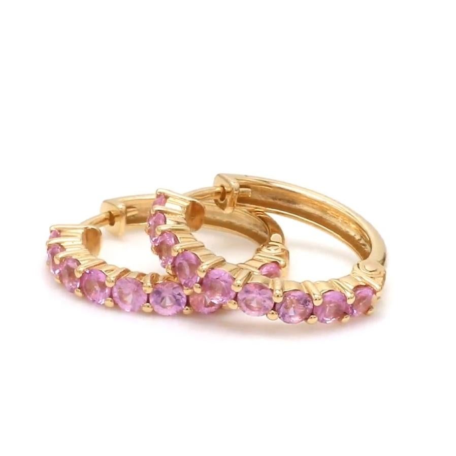 De las mujeres Pendientes de zafiro rosa natural en oro de 18 quilates en venta