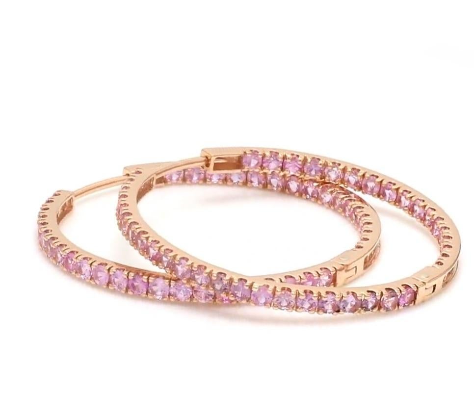 Natural pink sapphire earrings in 18k gold For Sale 4