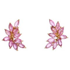 Natural pink sapphire earrings in 18k gold