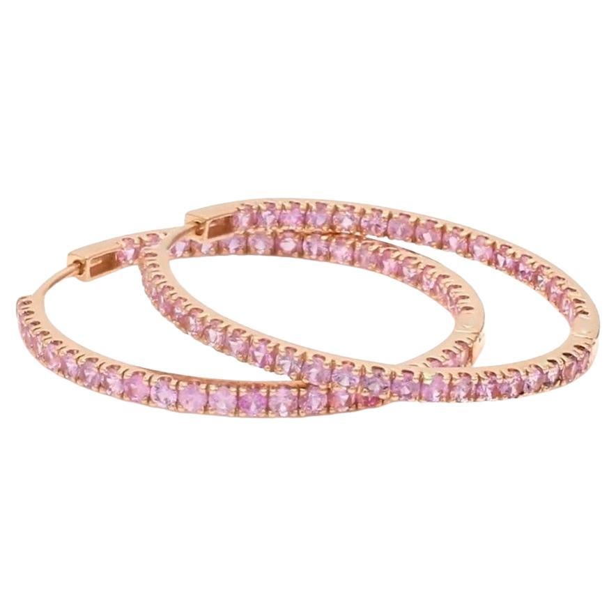 Boucles d'oreilles saphir rose naturel en or 18 carats