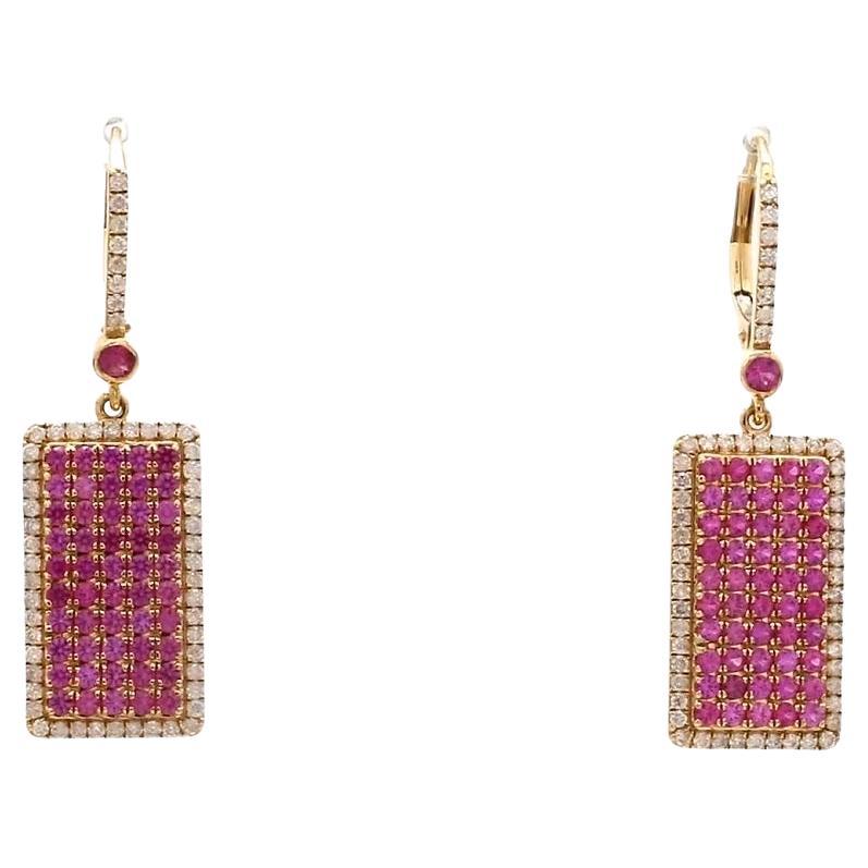 Natural pink sapphire  earrings in 18k  gold