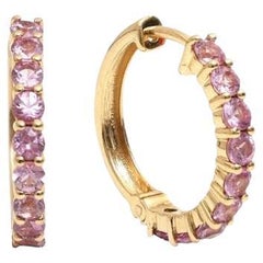Natural pink sapphire earrings in 18k gold