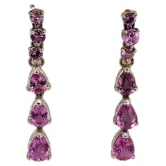 Antique NEW Natural Pink Sapphire Earrings in 18K White Gold GAL cert