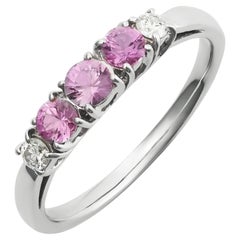 Natürlicher rosa Saphir Edelsteine 0,42 Karat in 18 Karat Weißgold Ring mit Diamanten