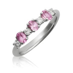 Natürlicher rosa Saphir Edelsteine 0,60 Karat in 18 Karat Weißgold Ring mit Diamanten