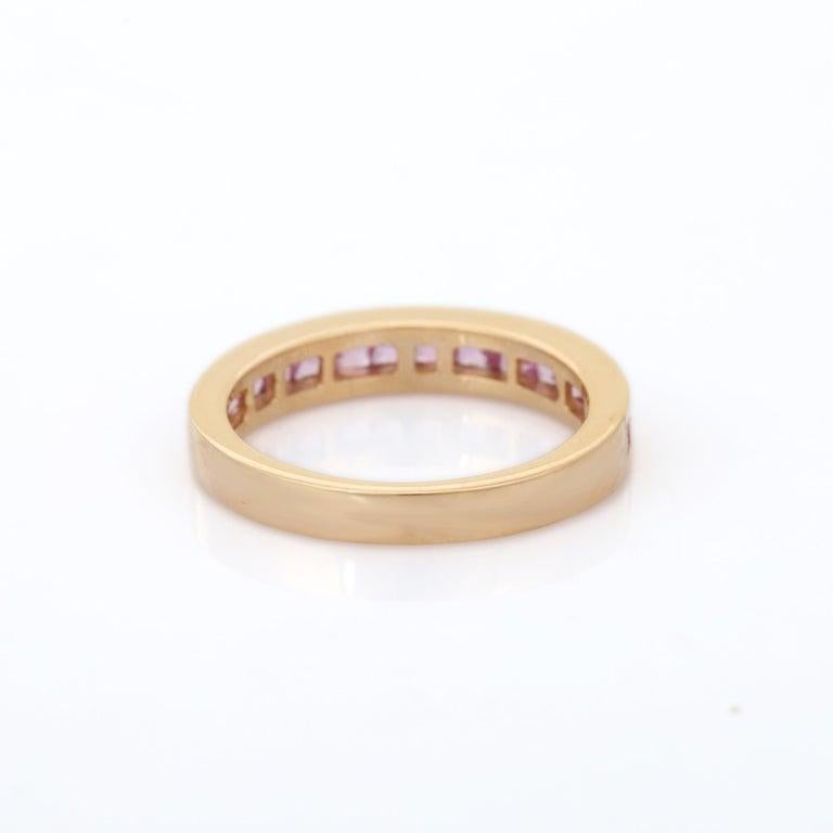 Im Angebot: Natürliche rosa Saphir halbe Ewigkeit Band Ring in 14K Gelbgold Geschenk für Sie () 10