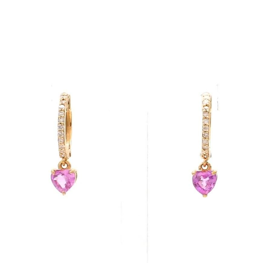 Orecchini con zaffiro rosa naturale e diamante in oro 18 carati in vendita 4