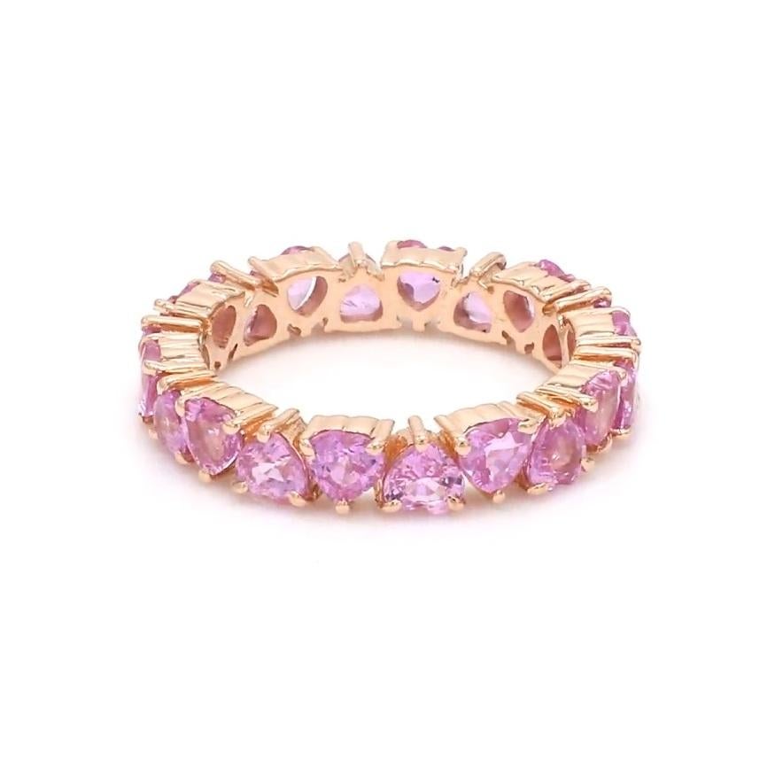 Anello a cuore con zaffiro rosa Nature in oro 14k in vendita 1