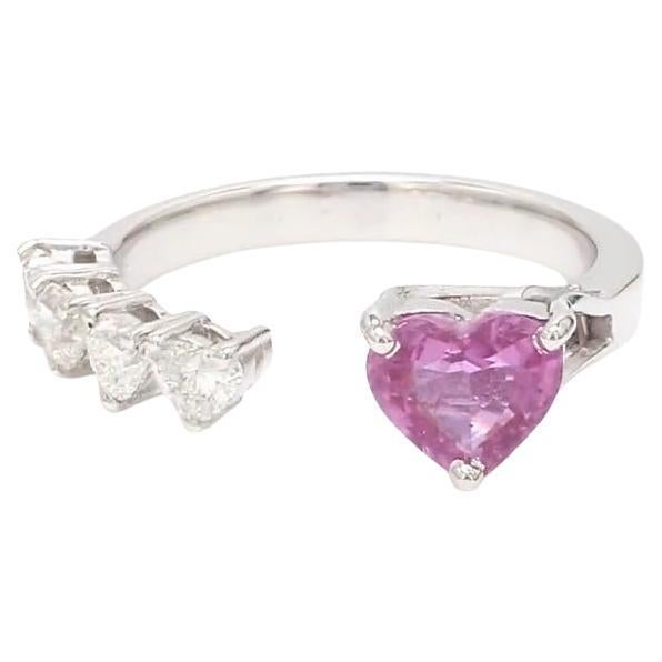 Natürlicher rosa Saphir  Diamantring in Herzform aus 18k Gold
