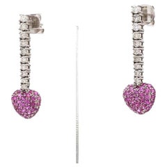 Natural pink sapphire heart shape earring in 18k gold