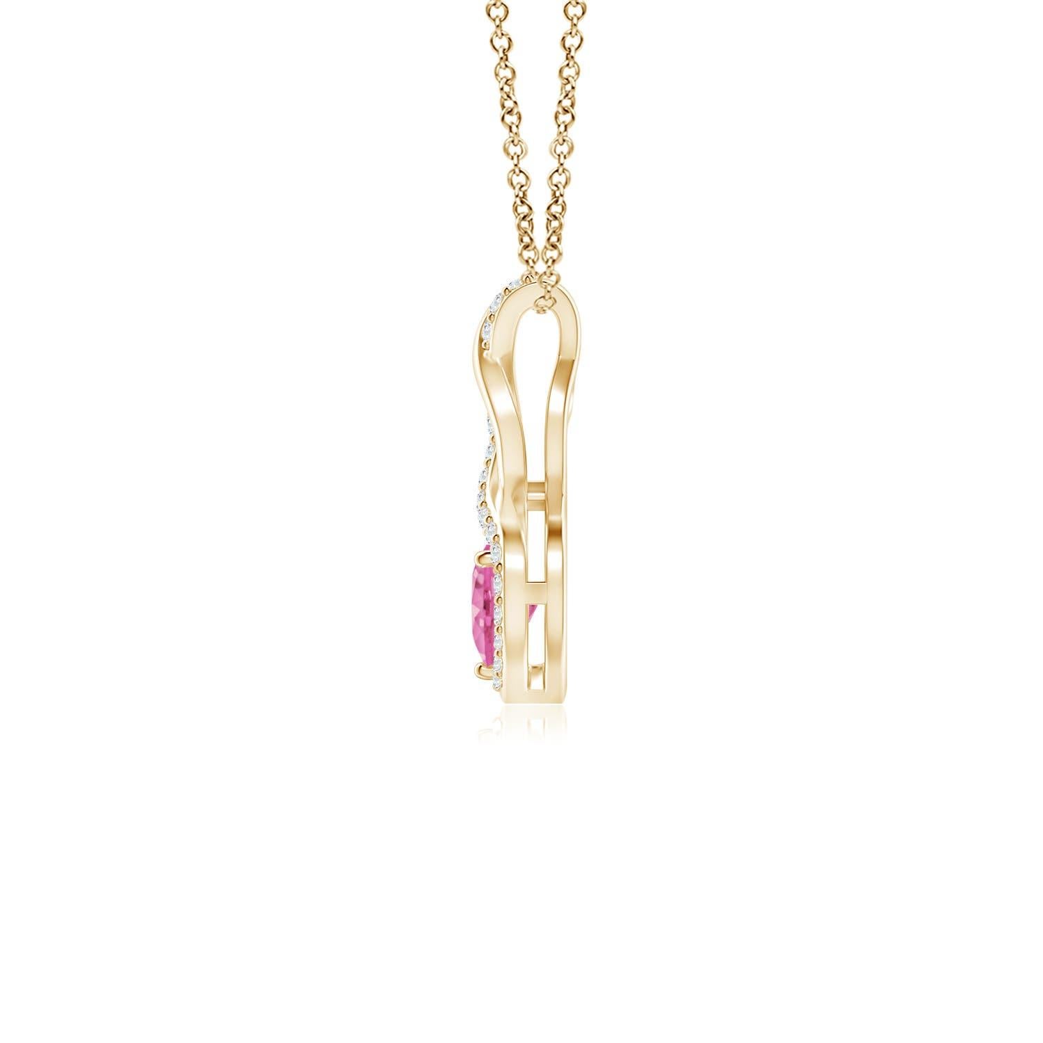 Colgante Corazón Infinito Zafiro Rosa Natural 0,25ct Diamantes en Oro Amarillo 14K Corte de corazón en venta