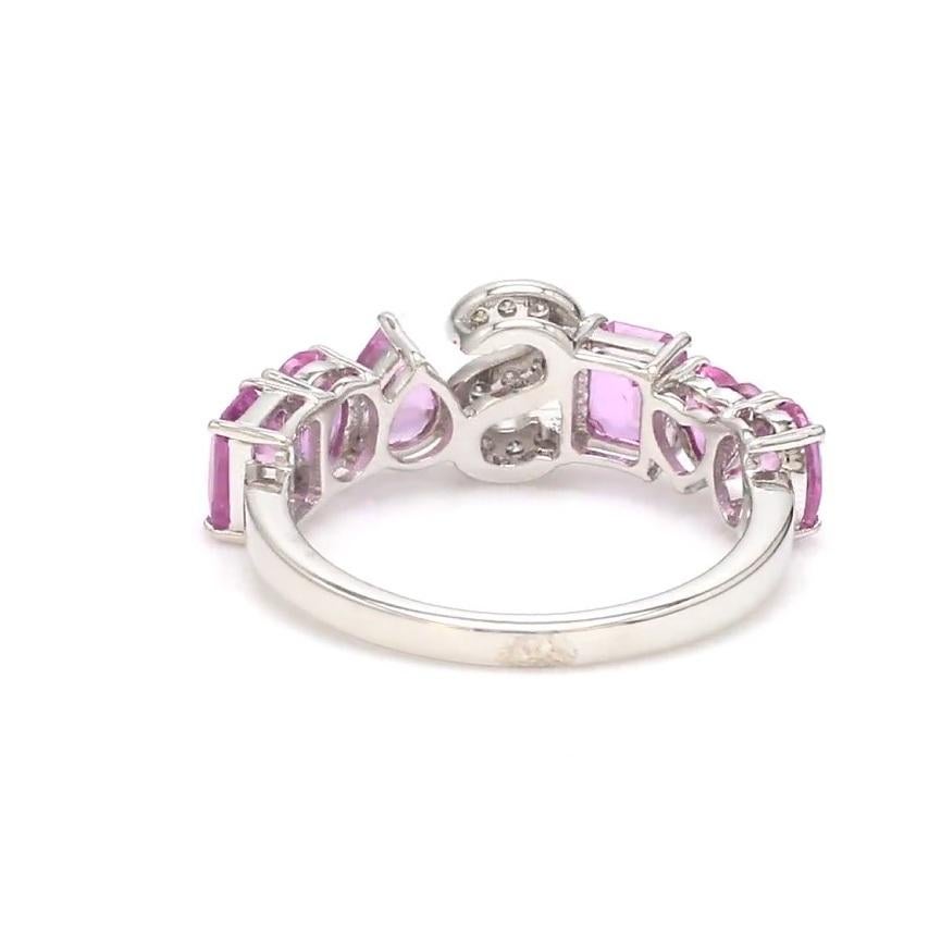 Anello alfabetico con lettera S in zaffiro rosa naturale in oro 18 carati in vendita 4