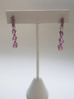 NEW Natural Pink Sapphire Earrings in 18K White Gold GAL cert
