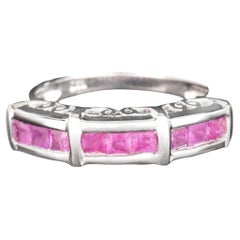 Natural Pink Sapphire Ring 1.08 Carats Sterling Silver