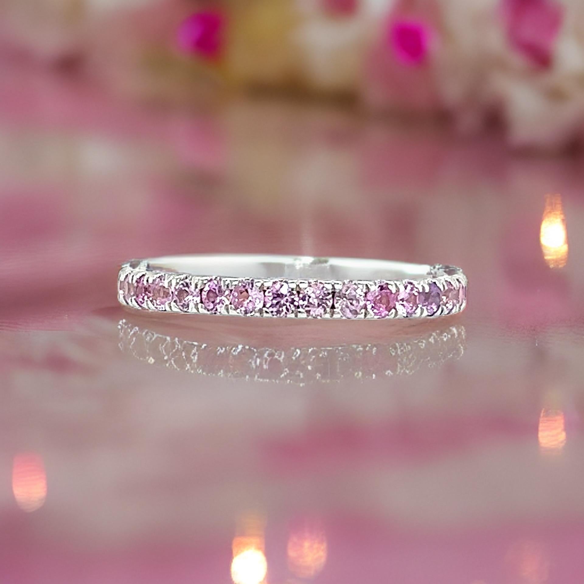 Ring mit natürlichem rosa Saphir 6,5 14k W Gold 0,66 TCW zertifiziert (Gemischter Schliff) im Angebot