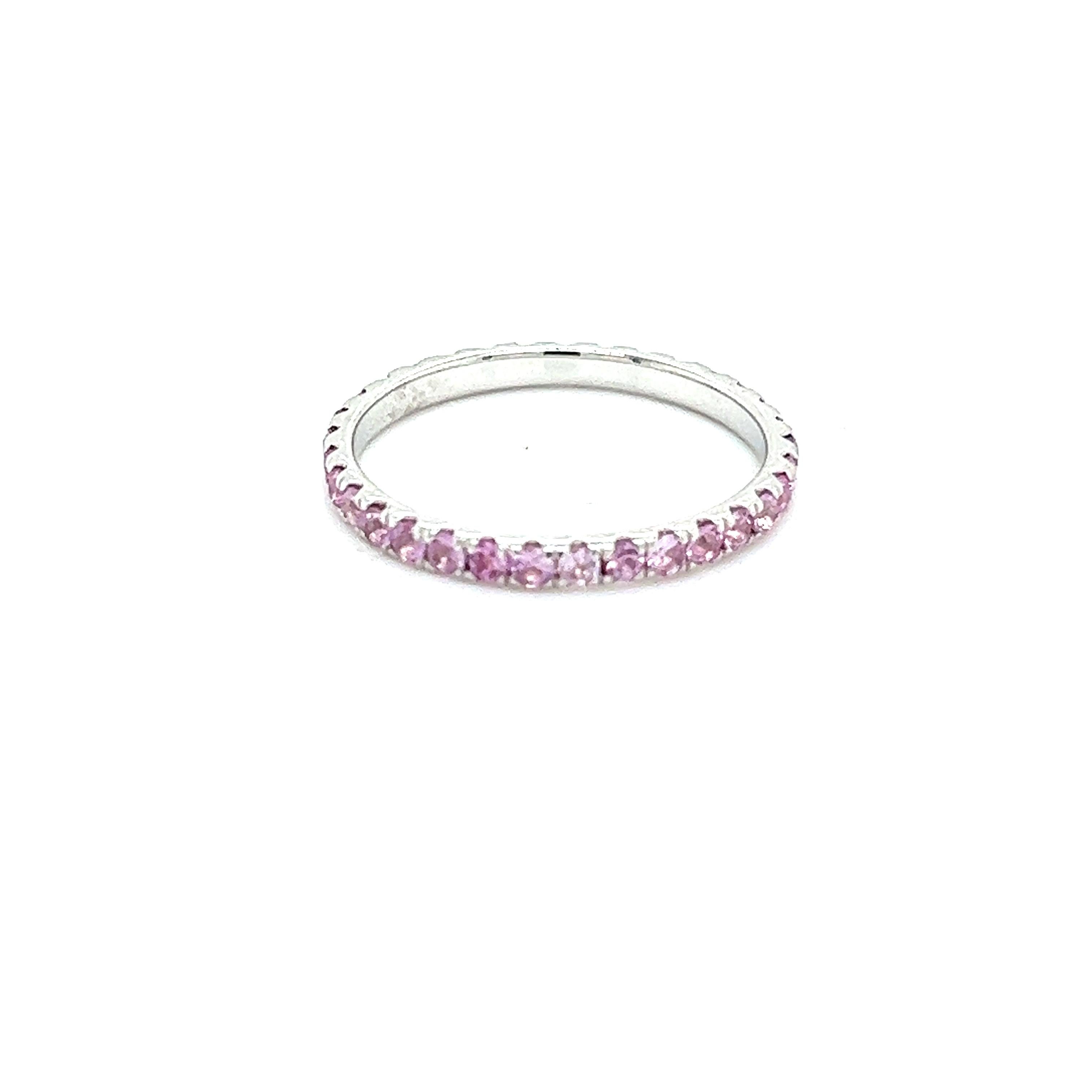 Ring mit natürlichem rosa Saphir 6,5 14k W Gold 0,66 TCW zertifiziert Damen im Angebot
