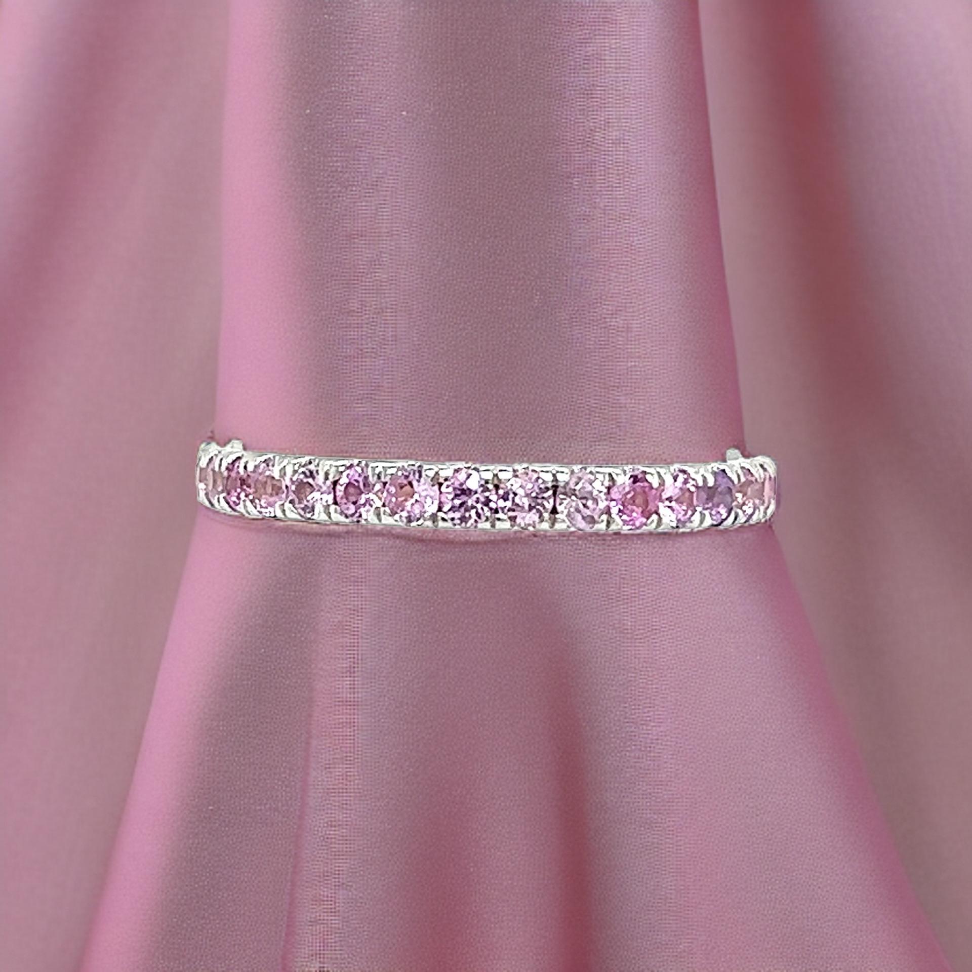 Ring mit natürlichem rosa Saphir 6,5 14k W Gold 0,66 TCW zertifiziert im Angebot 1