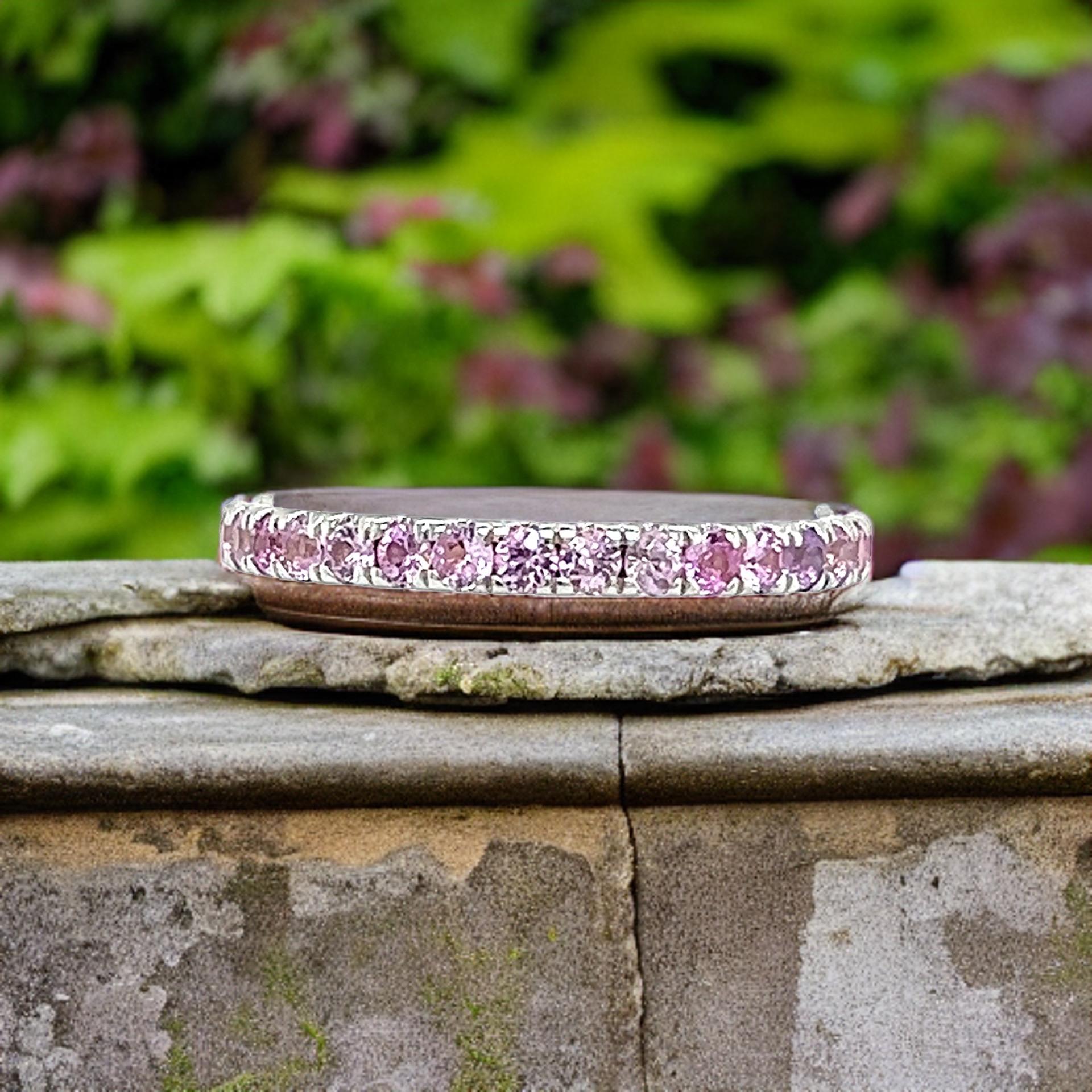 Ring mit natürlichem rosa Saphir 6,5 14k W Gold 0,66 TCW zertifiziert im Angebot 2