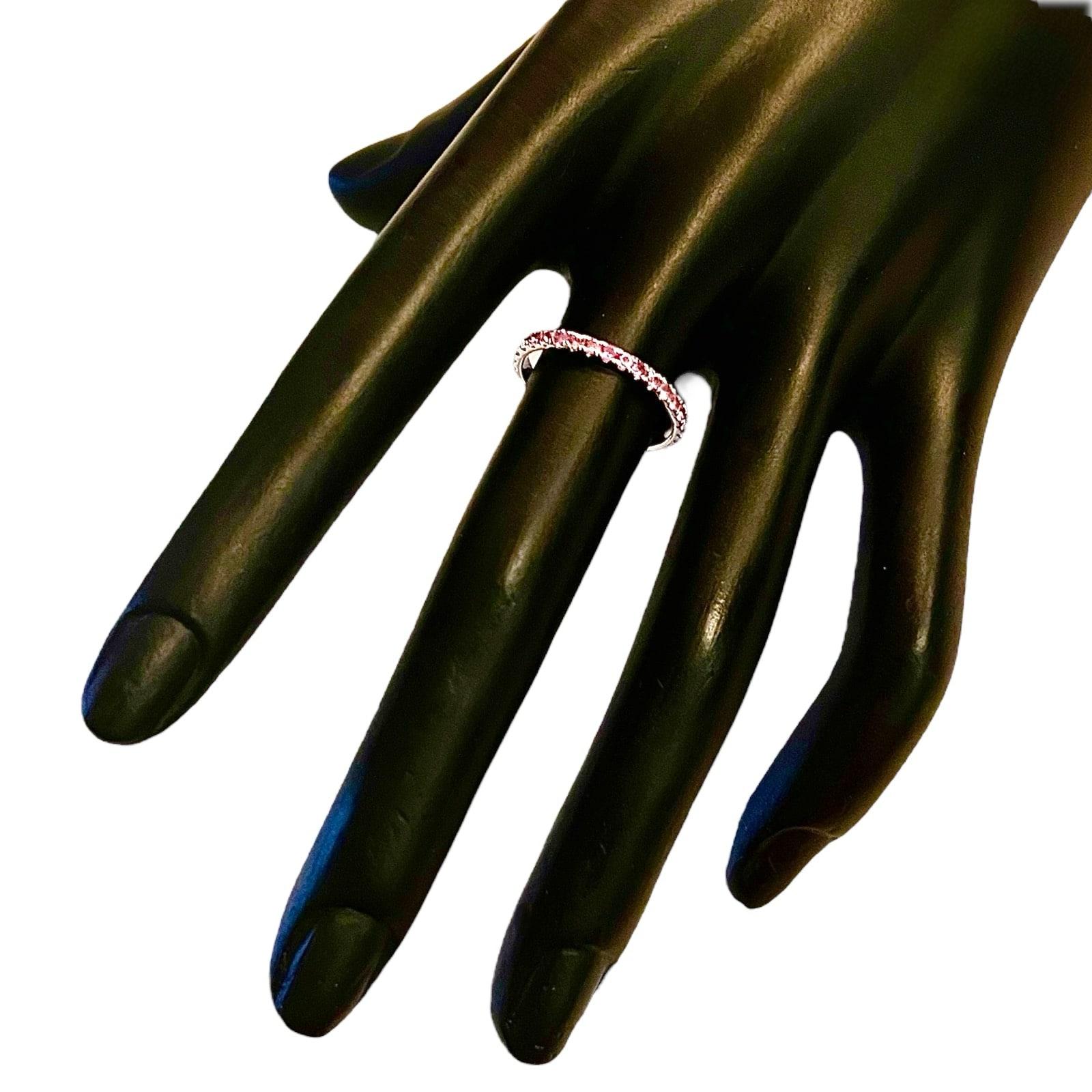 Ring mit natürlichem rosa Saphir 6,5 14k W Gold 0,66 TCW zertifiziert im Angebot 3
