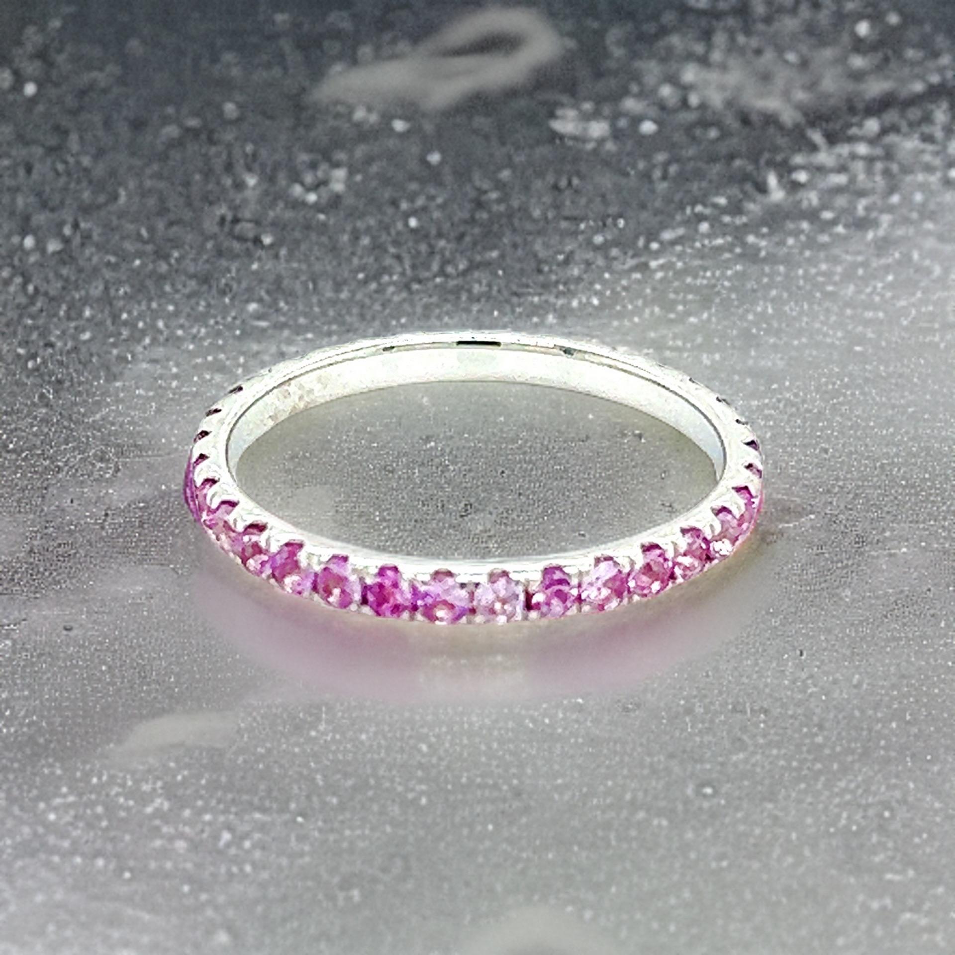 Ring mit natürlichem rosa Saphir 6,5 14k W Gold 0,66 TCW zertifiziert im Angebot 4