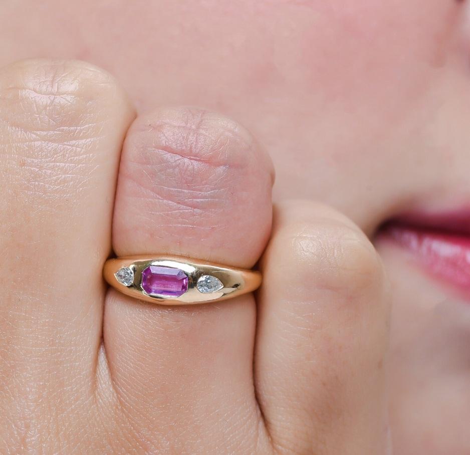 Anello con zaffiro rosa naturale in oro 14k In condizioni Nuovo in vendita a jaipur, IN