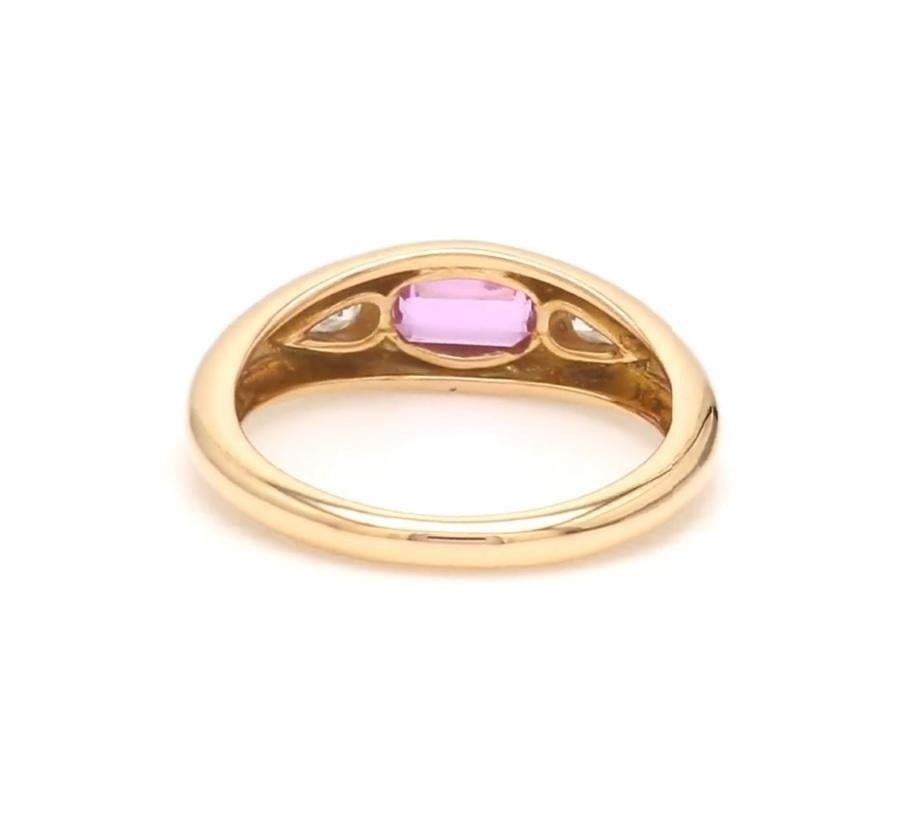 Donna Anello con zaffiro rosa naturale in oro 14k in vendita
