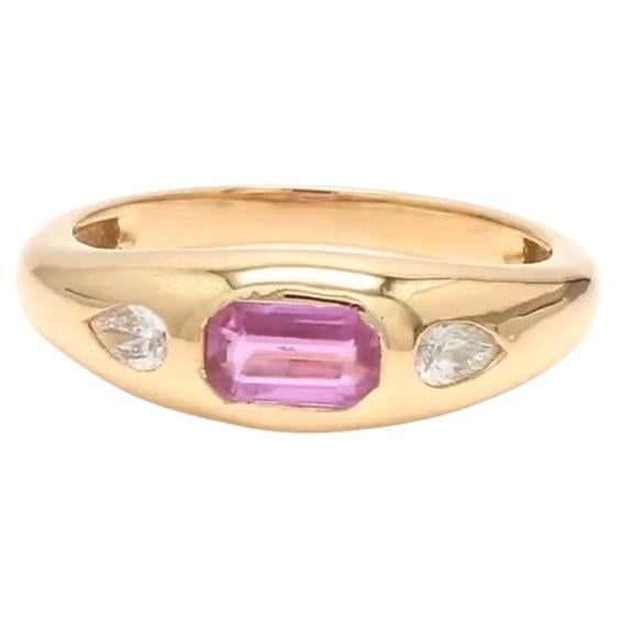 Natural pink sapphire ring in 14k gold