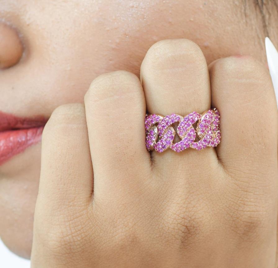 Ring mit natürlichem rosa Saphir aus 18 Karat Gold im Angebot 6