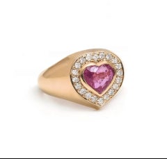 Natural 2.01 cts pink sapphire & 0.28 cts diamond ring in 18k  gold