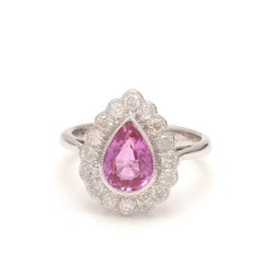 Natural 1.80cts Pink Sapphire & 0.65cts Diamond Ring in 18k Gold