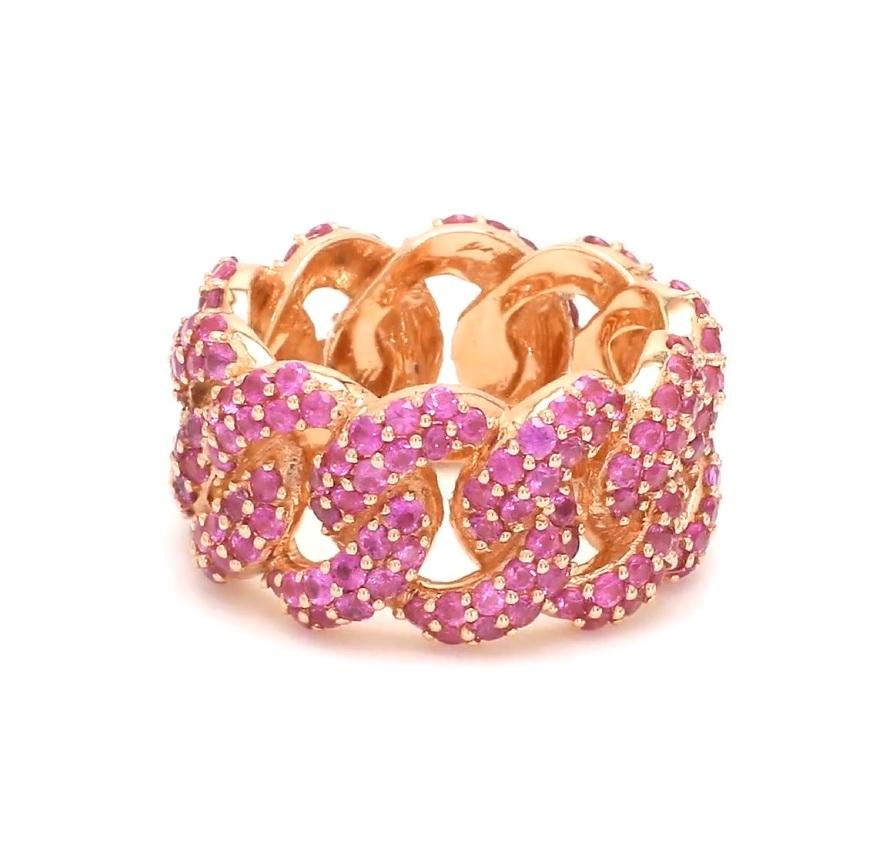 Ring mit natürlichem rosa Saphir aus 18 Karat Gold im Angebot 2
