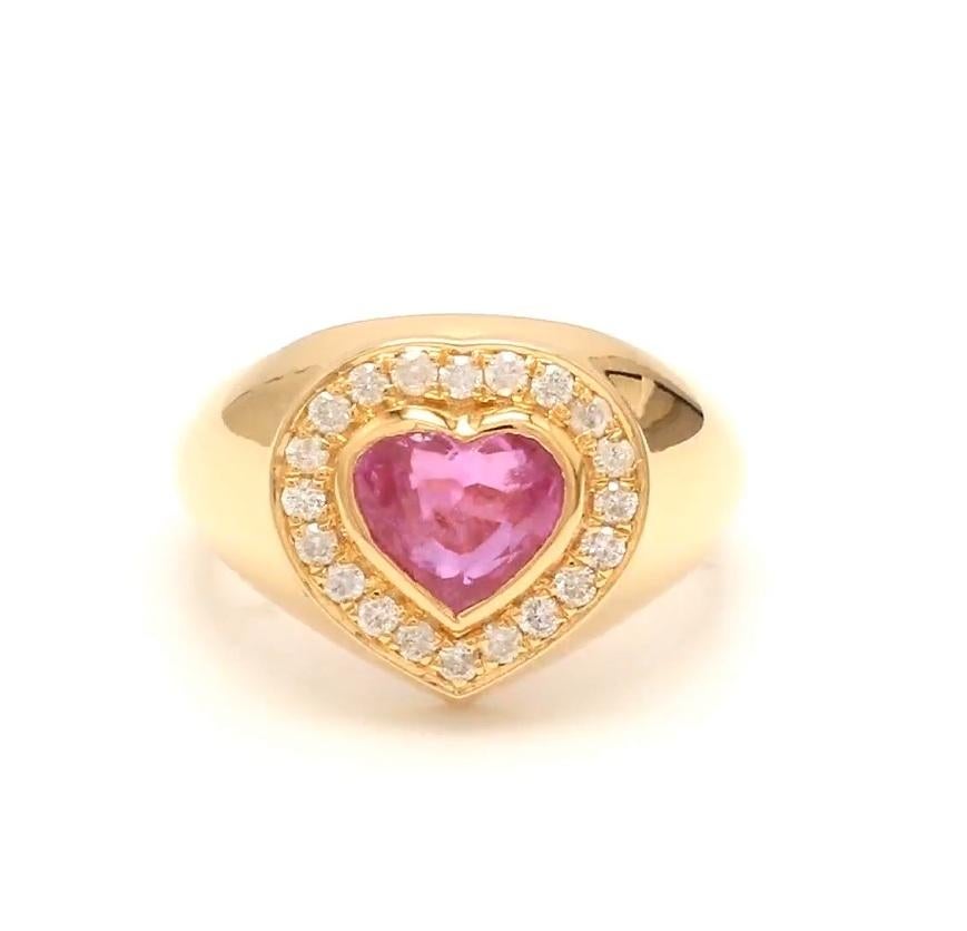 Ring mit natürlichem rosa Saphir aus 18 Karat Gold im Angebot 2