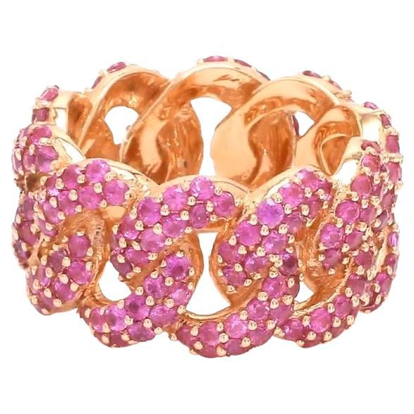 Natural pink sapphire ring in 18k gold
