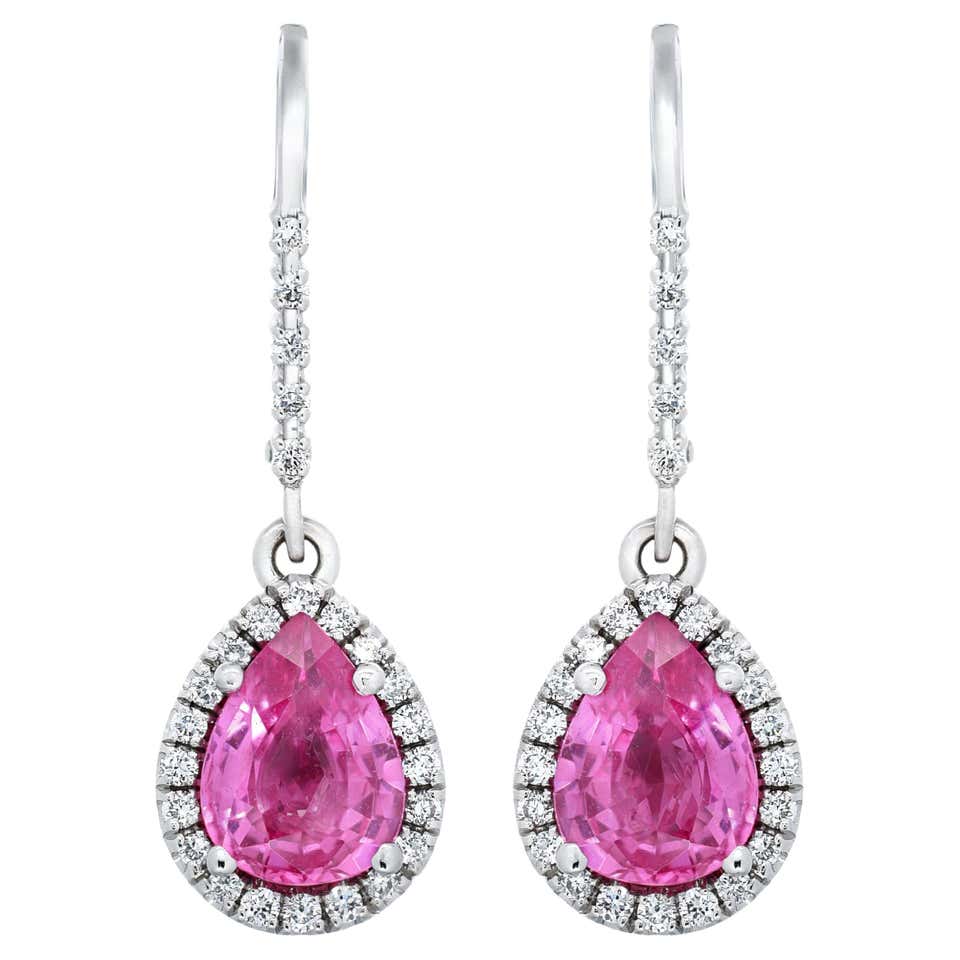 Natural Red Ruby Stone 1 94 Cts In 18KWG Earrings With Diamonds With Natural red ruby stone 1 94 cts in 18kwg earrings with diamonds with