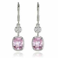 Natural Pink Sapphire Stone 4.33 cts in 18K White Gold Earrings w Dia/GIA Report