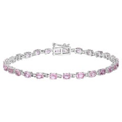 Natural Pink Sapphire Tennis Bracelet 5.90 Carats 14k White Gold