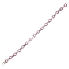 Natural Pink sapphire & White Diamond Flower Bracelet in 18 Karat White Gold