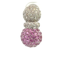 Natural Pink Sapphire & White Diamond, Pineapple Earrings in 18 Kt White Gold