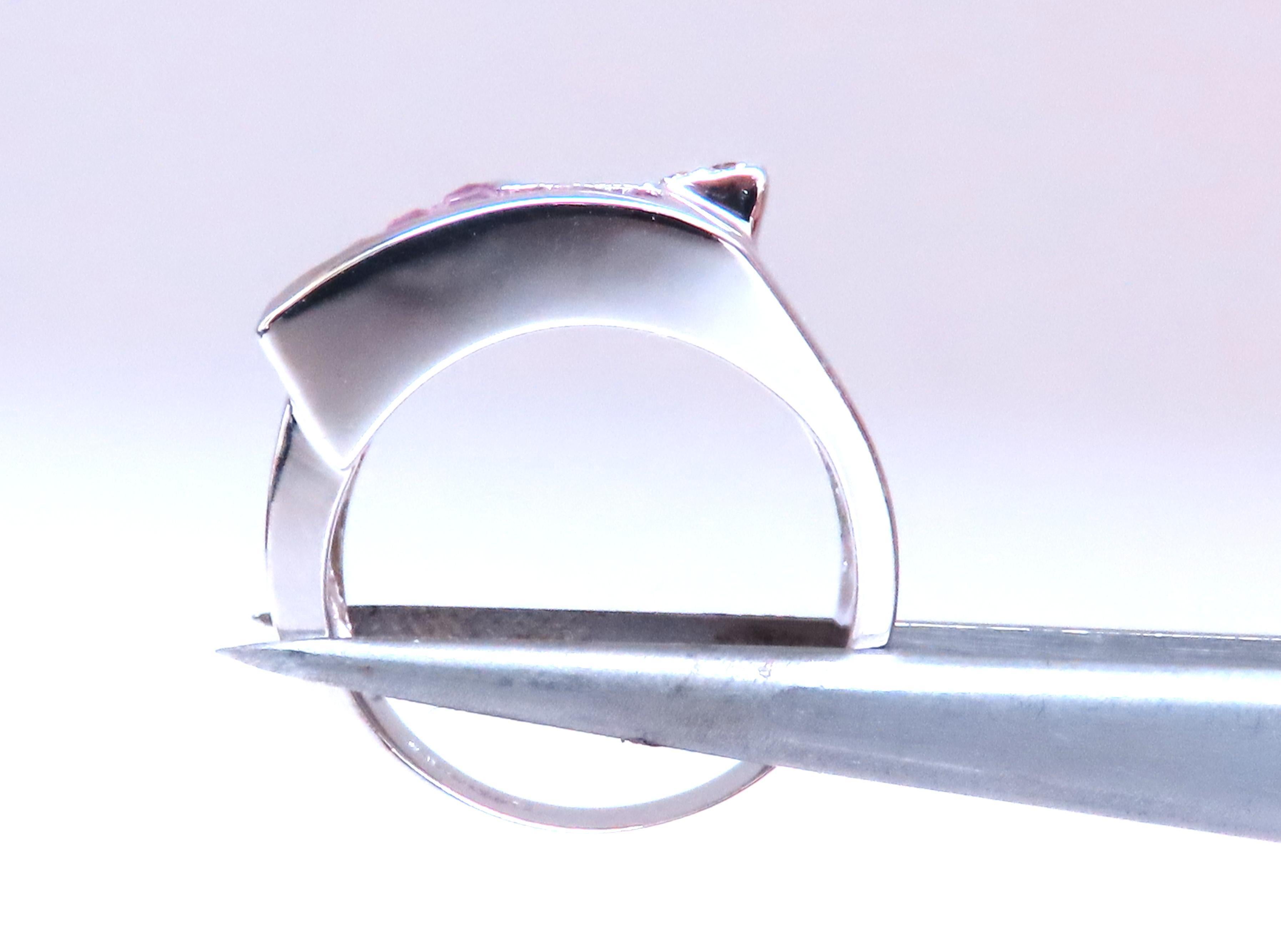 Empire Natural Pink Sapphires Diamonds Geometric Band 14kt Gold 12441 For Sale