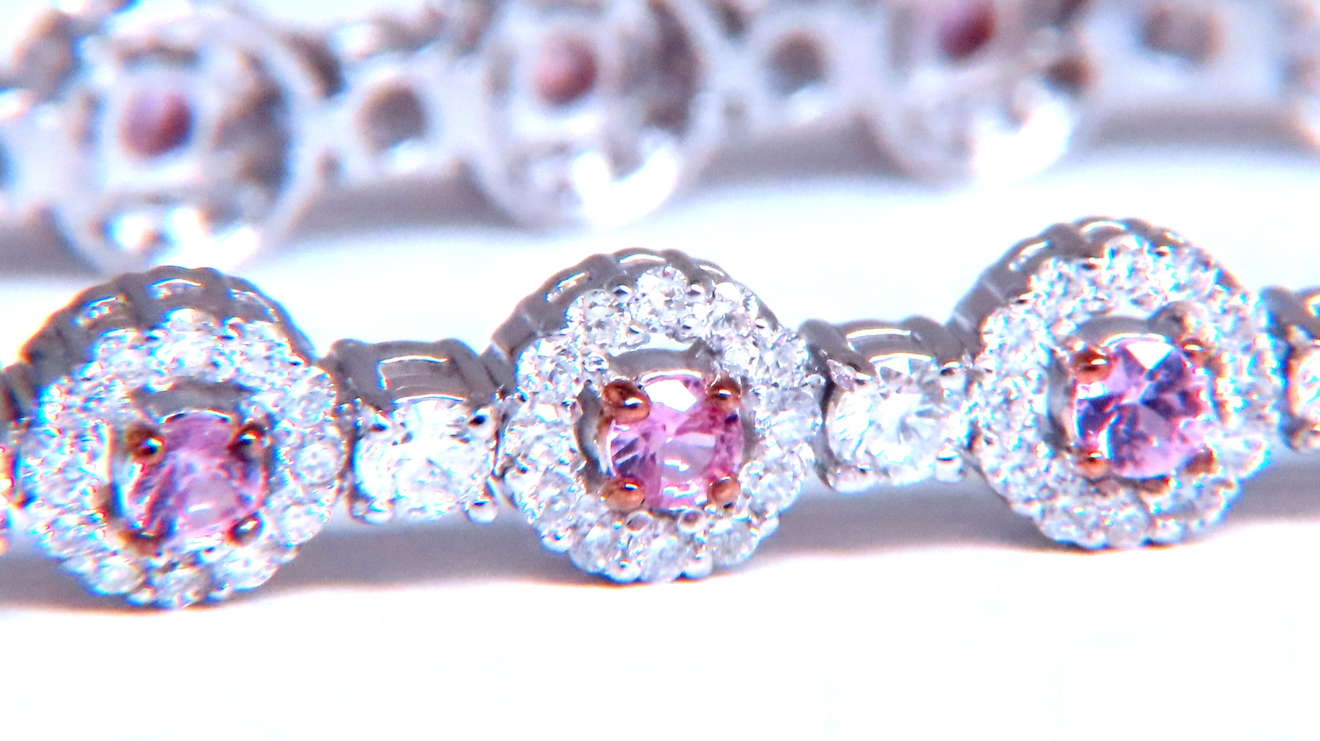 Tennisarmband mit natürlichen rosa Saphiren und Diamanten 14kt 12468 (Britisch Kolonial) im Angebot