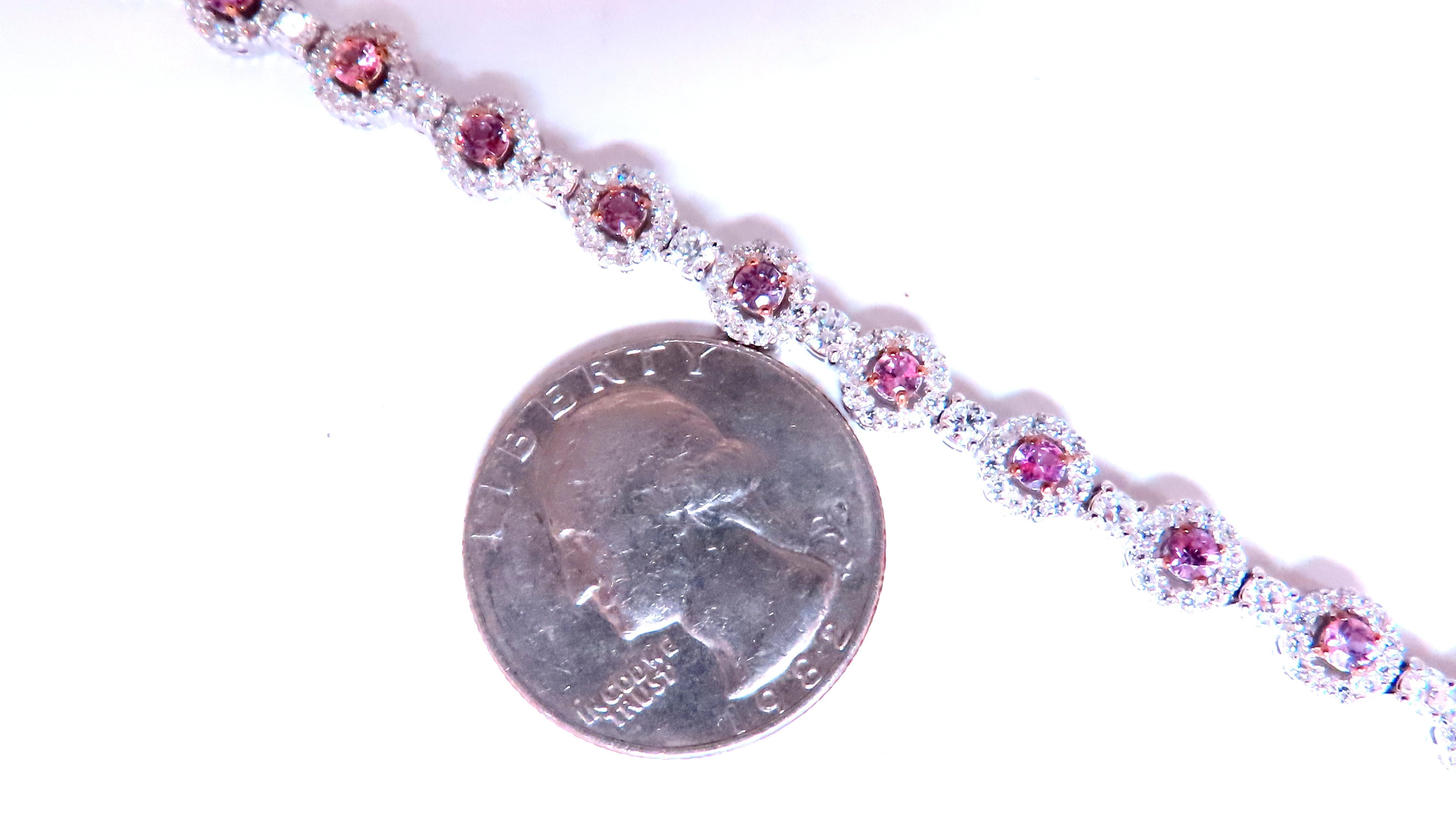 Tennisarmband mit natürlichen rosa Saphiren und Diamanten 14kt 12468 im Zustand „Neu“ im Angebot in New York, NY