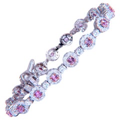 Bracciale tennis con zaffiri rosa naturali e diamanti, 14kt, 12468*
